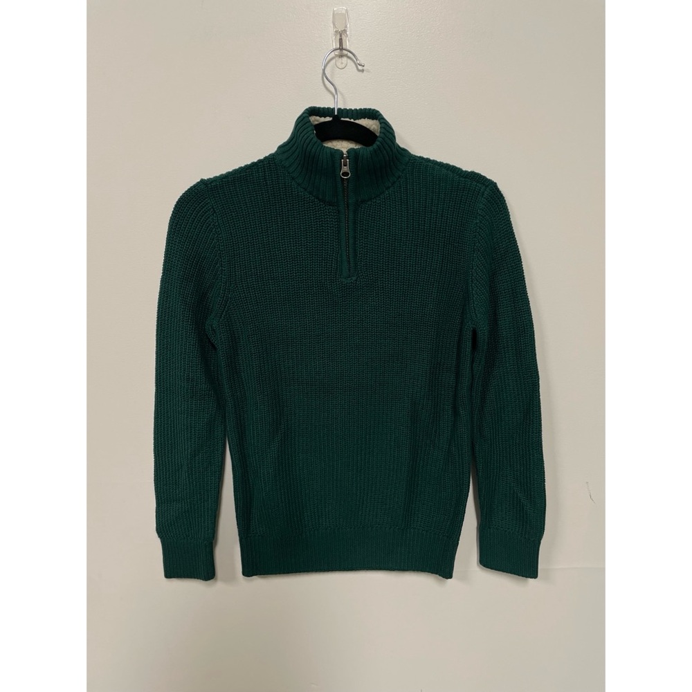 NWT The Children's Place Boys 1/4 Zip Sweater Green Size L (7/8)